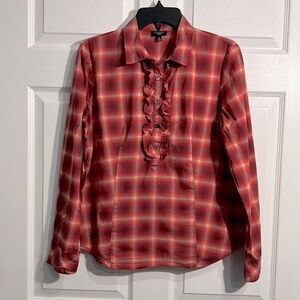 Talbots Womens Button Up Shirt - Size 12 Petite -  Red Plaid. Long Sleeves